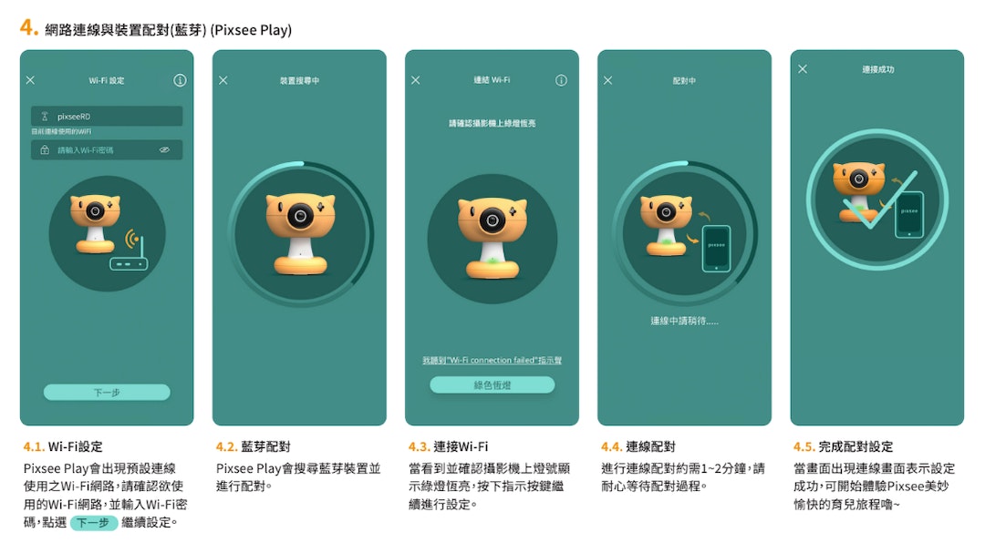 依照Pixsee App上的指示與家中的Pixsee Play進行藍芽配對。