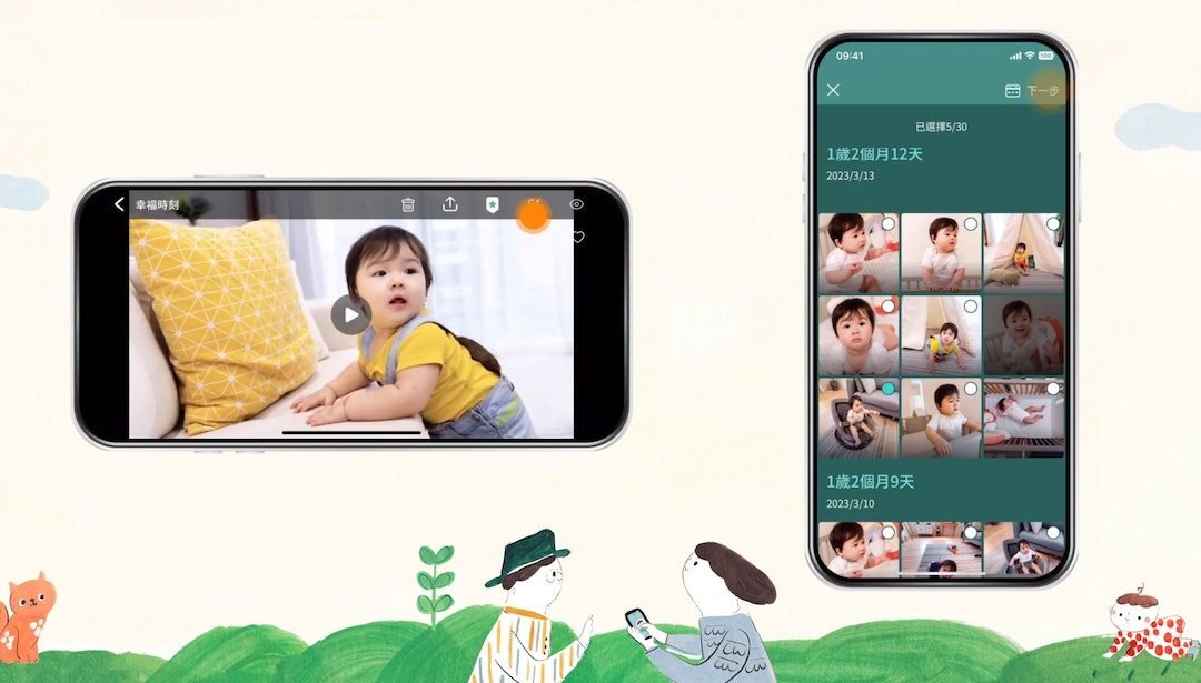 點擊左圖右上角編輯圖示進入右圖編輯畫面後,使用者就能以拖放的方式新增、刪除照片。