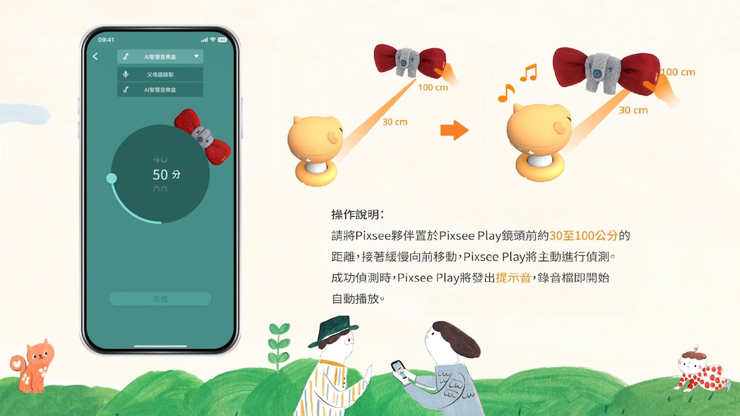 左側為於設定中點選Pixsee Friends後的設定畫面;右側為Pixsee Friends偵測操作方式。